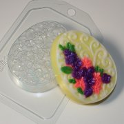 Яйцо плоское Орнамент и Цветы пластиковая форма для мыла